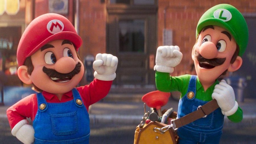 (from left) Mario (Chris Pratt) and Luigi (Charlie Day) in Nintendo and Illumination’s The Super Mario Bros. Movie, directed by Aaron Horvath and Michael Jelenic.